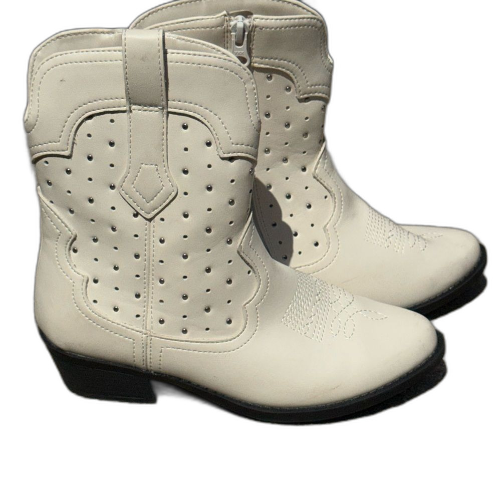 Kids White Cowboy‎ Boots Size 3 Girls Western Boots